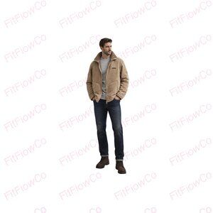 Duck and Cover Sherpa Lined Jacket – Men’s Large – Faux Suede Tan Brown – EUC